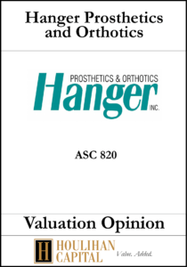 Hanger - ASC 820 - Valuation Opinion Tombstone"