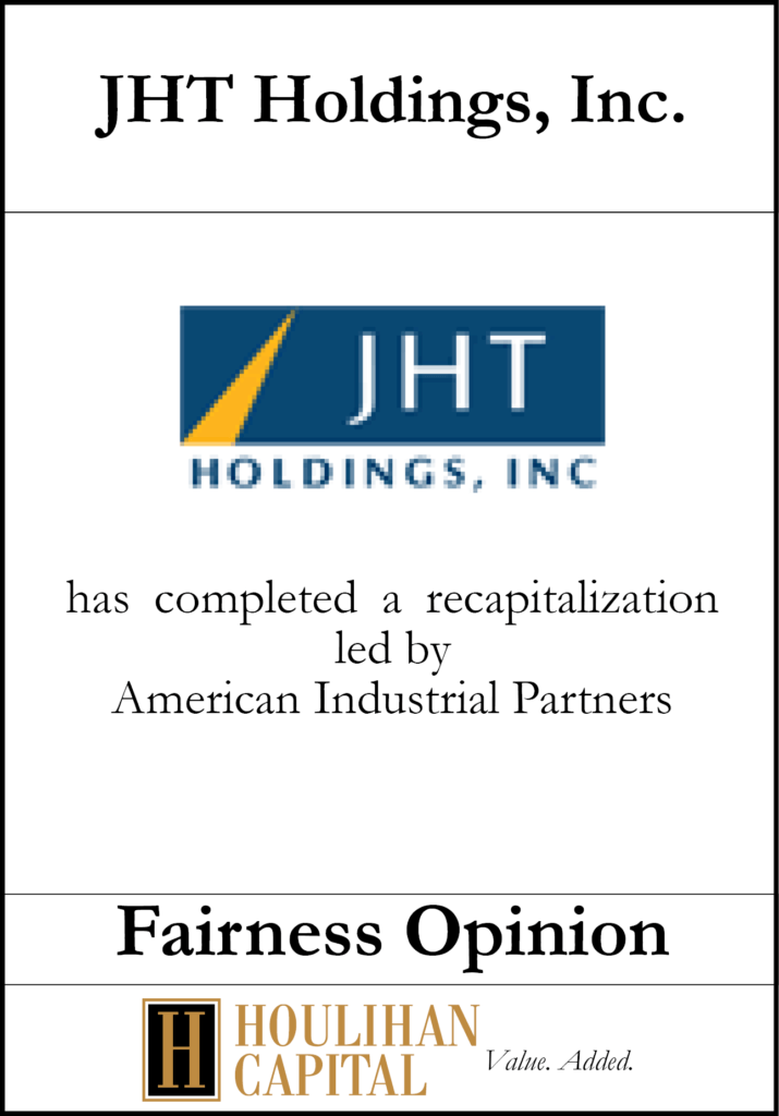 JHT Holdings Tombstone Houlihan Capital