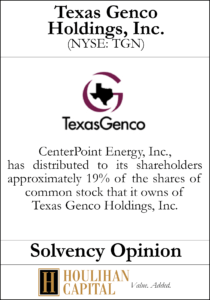 Texas Genco Holdings, Inc. - Solvency Opinion Tombstone