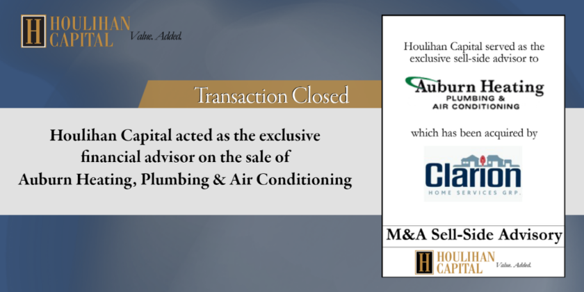 Houlihan Capital acted as the exclusive financial advisor on the sale of Auburn Heating, Plumbing & Air Conditioning
