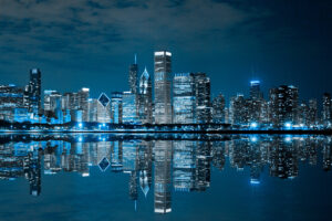 City skyline at night