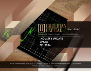 Houlihan Capital Industry Update slide: SPACs Q1 2026 with company logo and project footer information.
