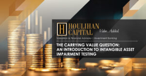 Houlihan Capital banner with stacked coins and the value-added branding and impairment-testing headline.
