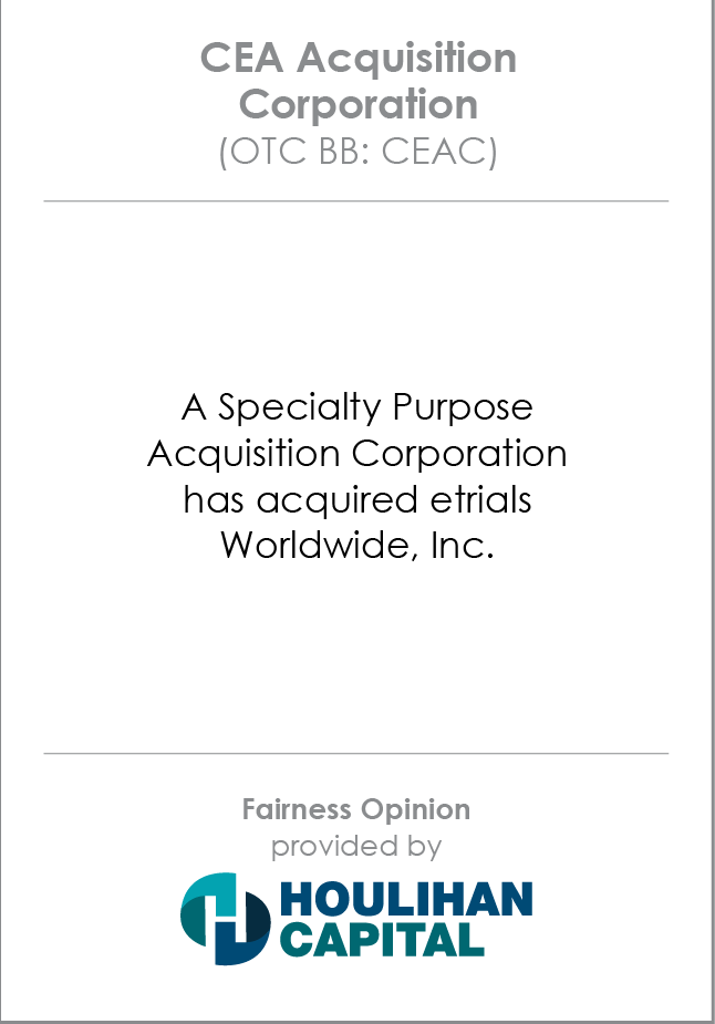 CEA Acquisition Corp Fairness Opinion tombstone