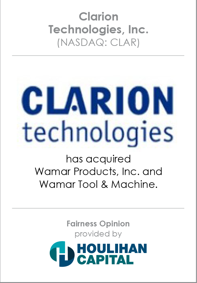 Clarion Technologies Fairness Opinion tombstone