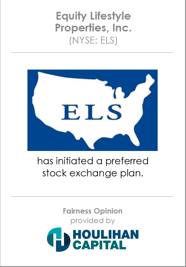 Equity Lifestyle Properties, Inc. Fairness Opinion tombstone