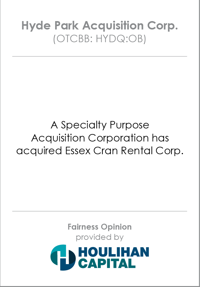 Hyde Park Acquisition Corp. Fairness Opinion tombstone