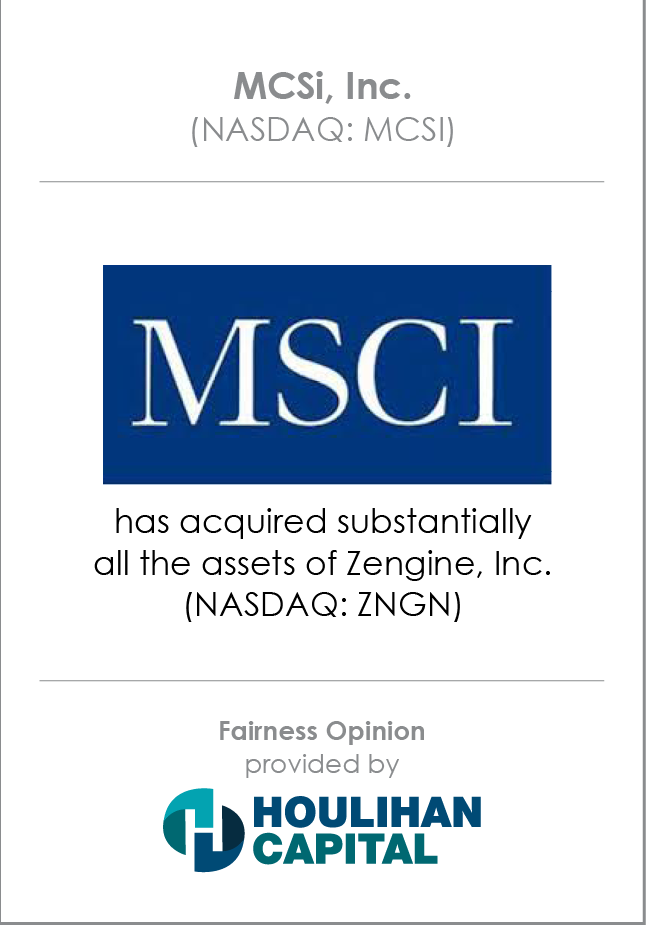 MCSI Fairness Opinion tombstone