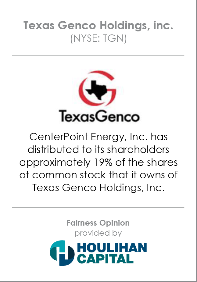 Texas Genco Holdings Fairness Opinion tombstone