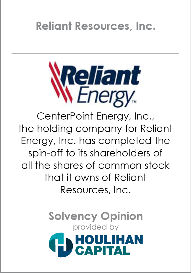 Reliant Resources Solvency Opinion tombstone