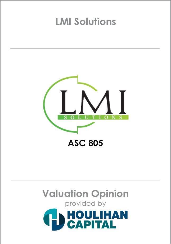 LMI Solutions Valuation Opinion tombstone
