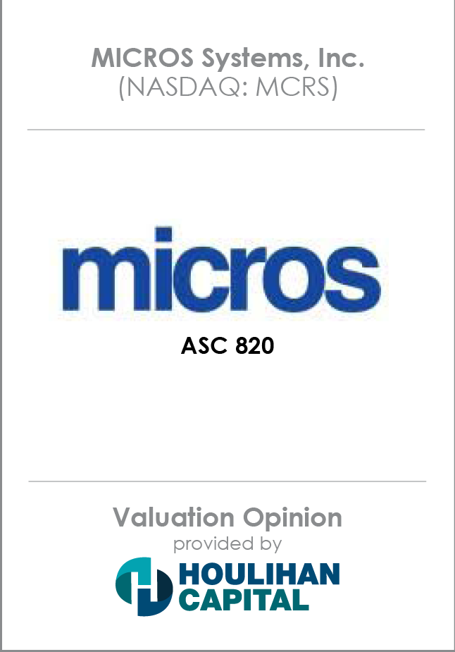 Micros Systems Inc Valuation Opinion tombstone