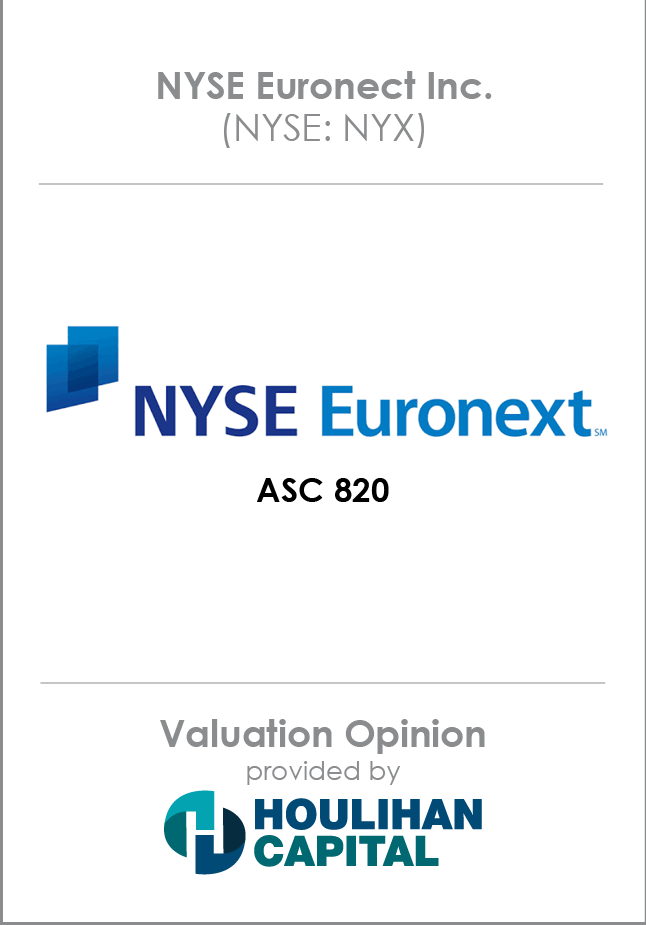 NYSE Euronext, Inc. Valuation Opinion tombstone