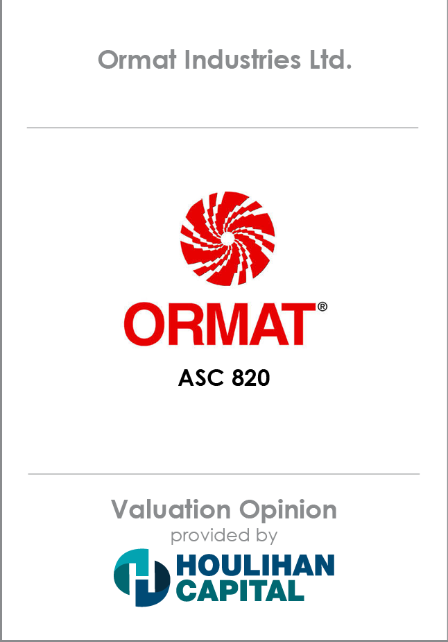 Ormat Valuation Opinion tombstone