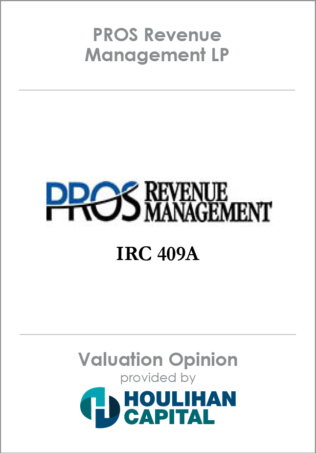 PROS Revenue Management LP Valuation Opinion tombstone