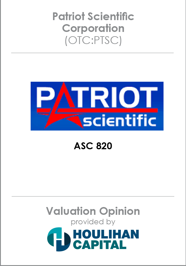 Patriot Scientific Corp Valuation Opinion tombstone