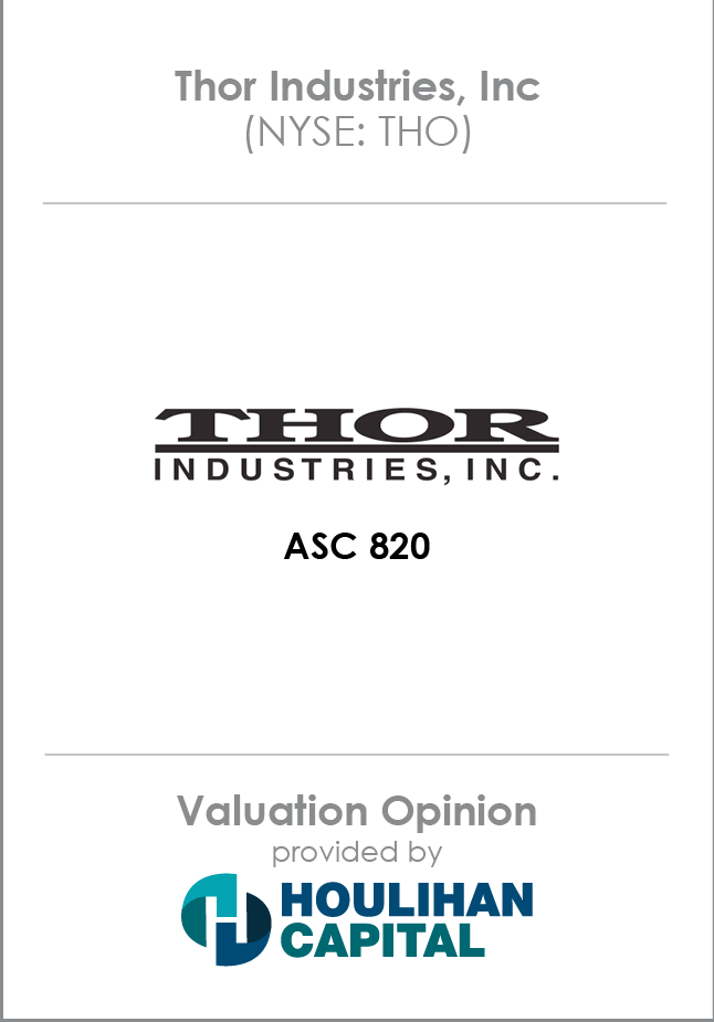 Thor Industries Inc. Valuation Opinion tombstone