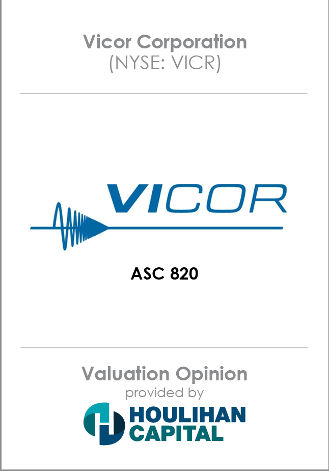 Vicor Corporation Valuation Opinion tombstone